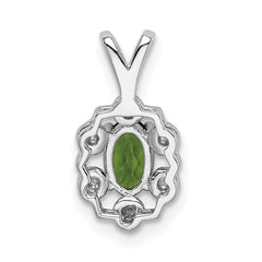 Sterling Silver Rhodium-plated Peridot & Diam. Pendant QBPD22AUG