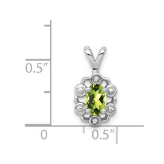 Sterling Silver Rhodium-plated Peridot & Diam. Pendant QBPD22AUG