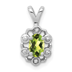 Sterling Silver Rhodium-plated Peridot & Diam. Pendant QBPD22AUG