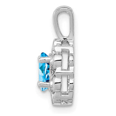 Sterling Silver Rhodium-plated Light Swiss Blue Topaz & Diam. Pendant QBPD22DEC