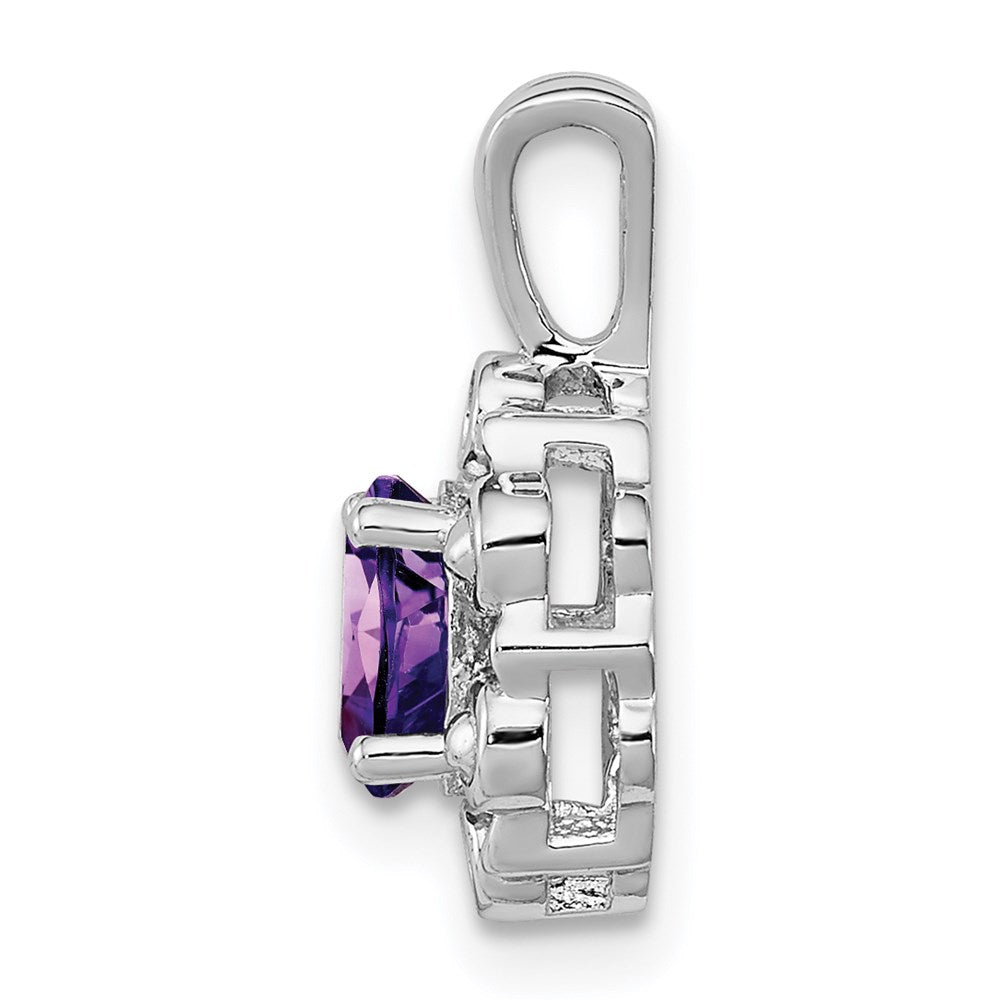 Sterling Silver Rhodium-plated Amethyst & Diam. Pendant QBPD22FEB