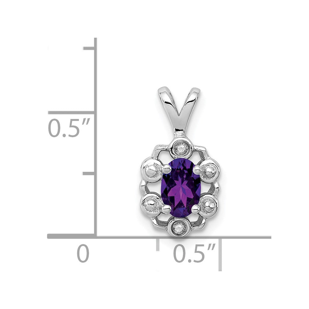 Sterling Silver Rhodium-plated Amethyst & Diam. Pendant QBPD22FEB