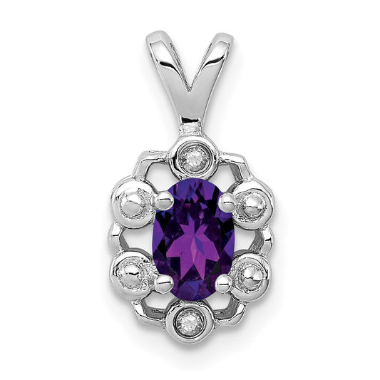 Sterling Silver Rhodium-plated Amethyst & Diam. Pendant QBPD22FEB