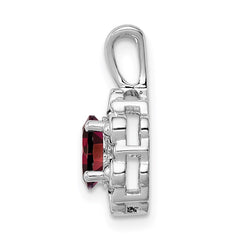 Sterling Silver Rhodium-plated Garnet & Diam. Pendant QBPD22JAN