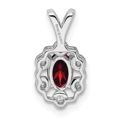 Sterling Silver Rhodium-plated Garnet & Diam. Pendant QBPD22JAN