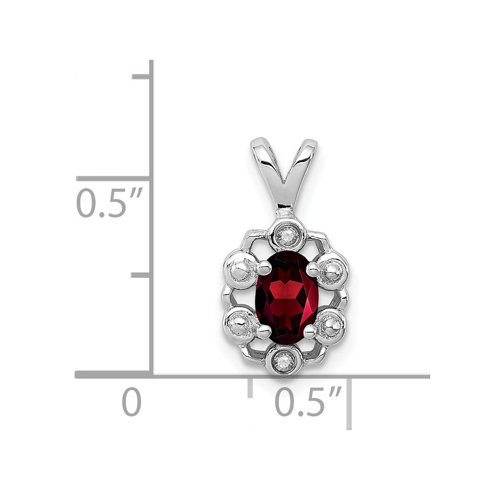 Sterling Silver Rhodium-plated Garnet & Diam. Pendant QBPD22JAN