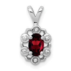 Sterling Silver Rhodium-plated Garnet & Diam. Pendant QBPD22JAN