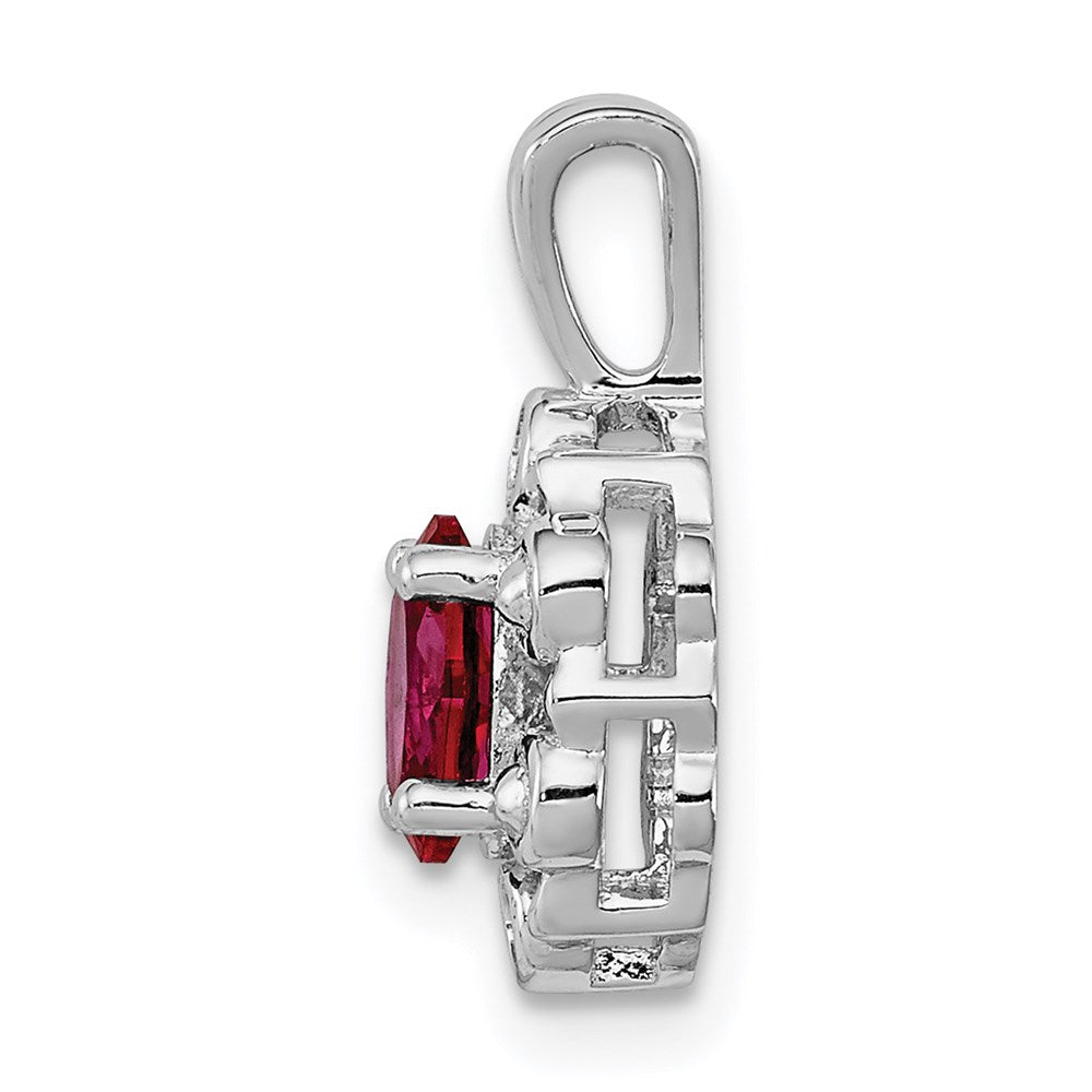 Sterling Silver Rhodium-plated Created Ruby & Diam. Pendant QBPD22JUL