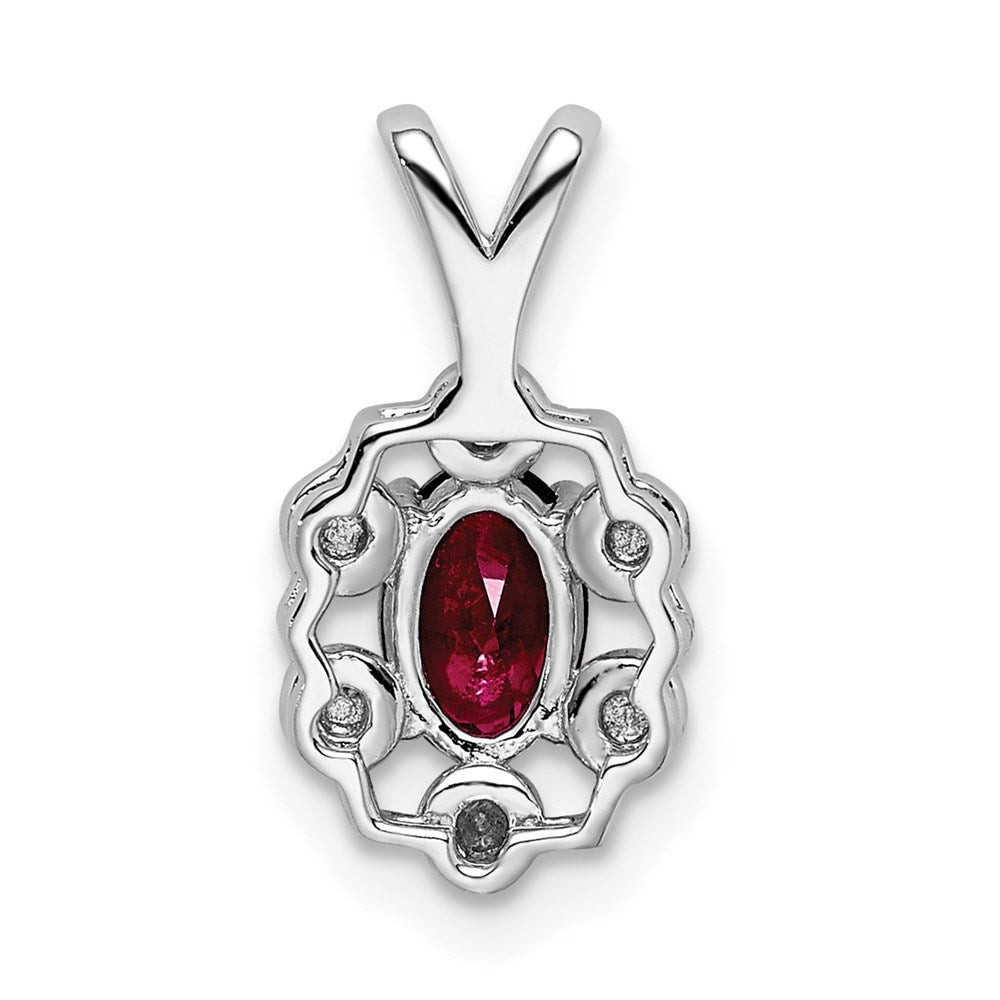 Sterling Silver Rhodium-plated Created Ruby & Diam. Pendant QBPD22JUL