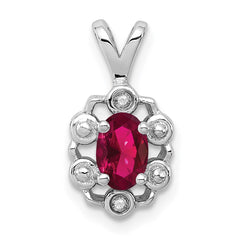 Sterling Silver Rhodium-plated Created Ruby & Diam. Pendant QBPD22JUL