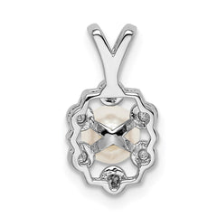 Sterling Silver Rhodium-plated FW Cultured Pearl & Diam. Pendant QBPD22JUN