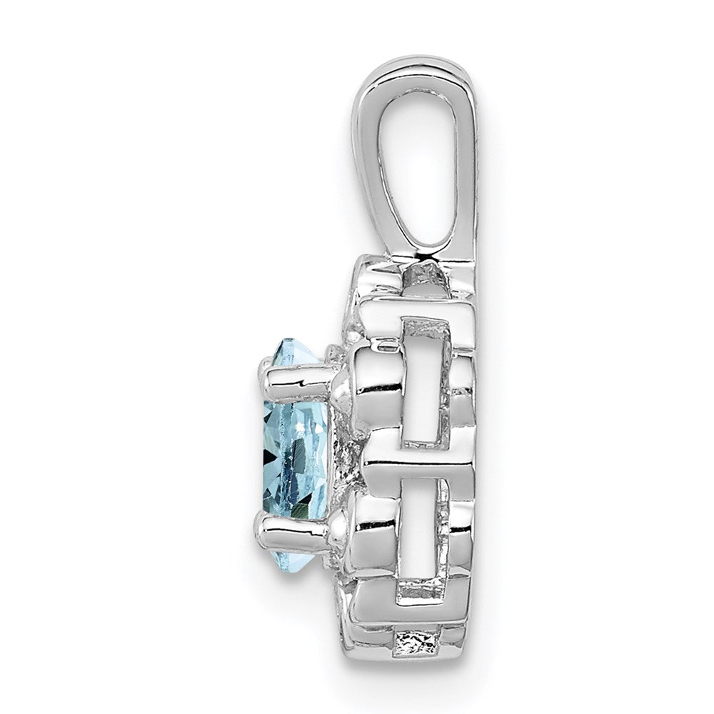 Sterling Silver Rhodium-plated Aquamarine & Diam. Pendant QBPD22MAR