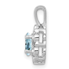 Sterling Silver Rhodium-plated Aquamarine & Diam. Pendant QBPD22MAR