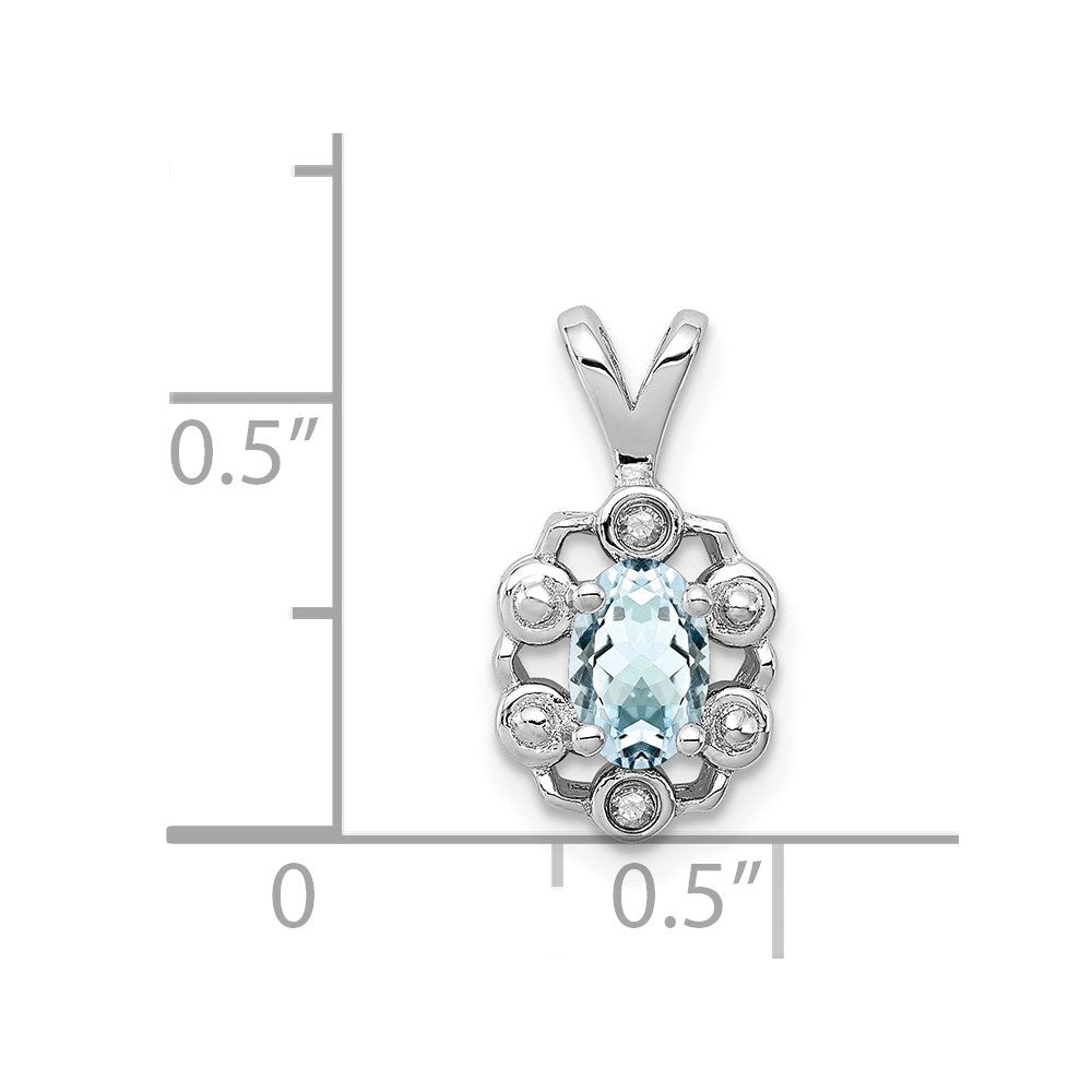 Sterling Silver Rhodium-plated Aquamarine & Diam. Pendant QBPD22MAR