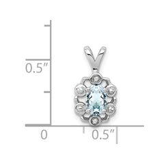 Sterling Silver Rhodium-plated Aquamarine & Diam. Pendant QBPD22MAR
