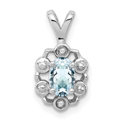 Sterling Silver Rhodium-plated Aquamarine & Diam. Pendant QBPD22MAR