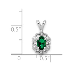 Sterling Silver Rhodium-plated Created Emerald & Diam. Pendant QBPD22MAY