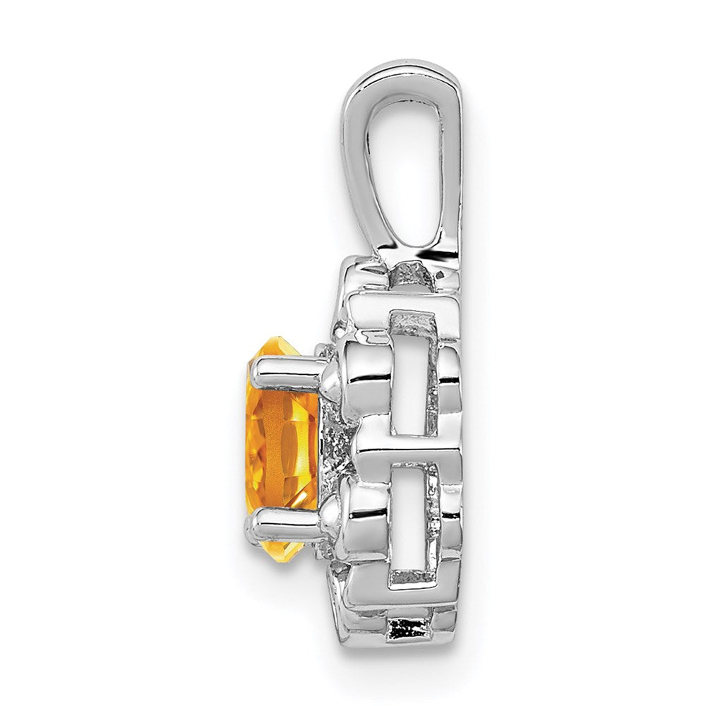 Sterling Silver Rhodium-plated Citrine & Diam. Pendant QBPD22NOV