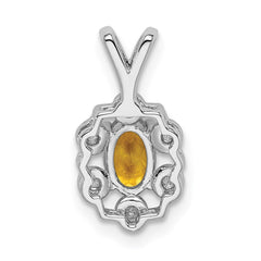 Sterling Silver Rhodium-plated Citrine & Diam. Pendant QBPD22NOV