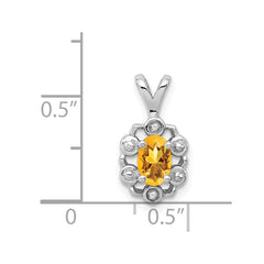 Sterling Silver Rhodium-plated Citrine & Diam. Pendant QBPD22NOV
