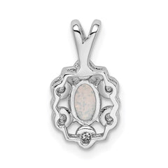 Sterling Silver Rhodium-plated Created Opal & Diam. Pendant QBPD22OCT