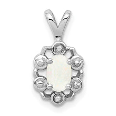 Sterling Silver Rhodium-plated Created Opal & Diam. Pendant QBPD22OCT