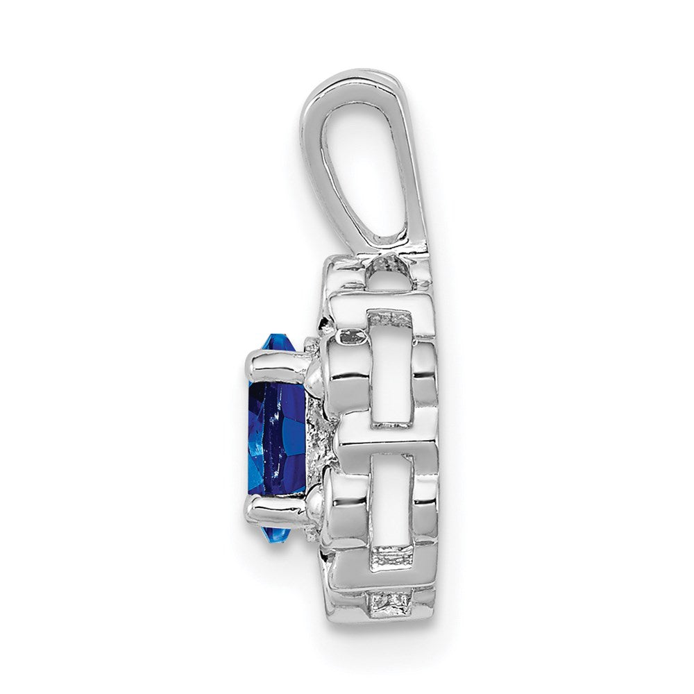 Sterling Silver Rhodium-plated Created Sapphire & Diam. Pendant QBPD22SEP