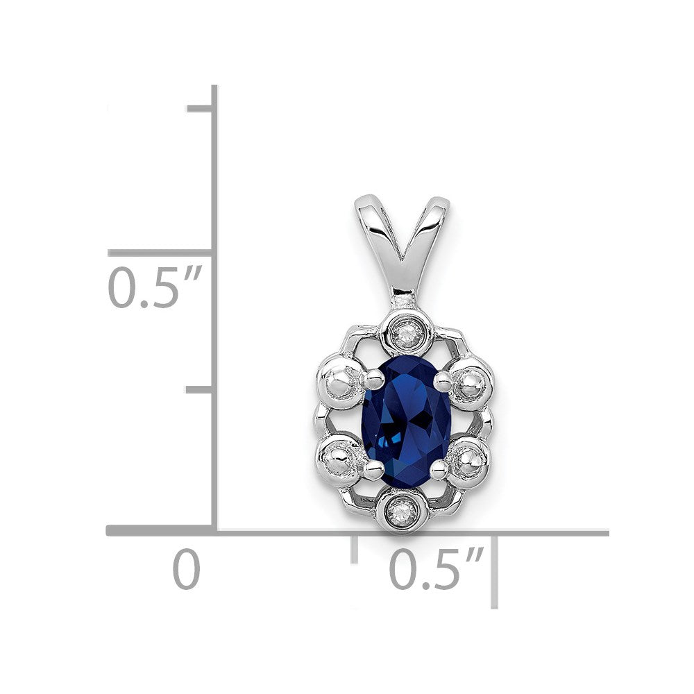 Sterling Silver Rhodium-plated Created Sapphire & Diam. Pendant QBPD22SEP