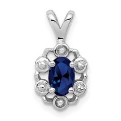 Sterling Silver Rhodium-plated Created Sapphire & Diam. Pendant QBPD22SEP