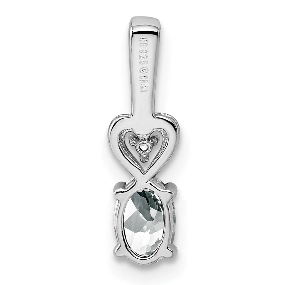 Sterling Silver Rhodium-plated White Topaz & Diam. Pendant QBPD23APR