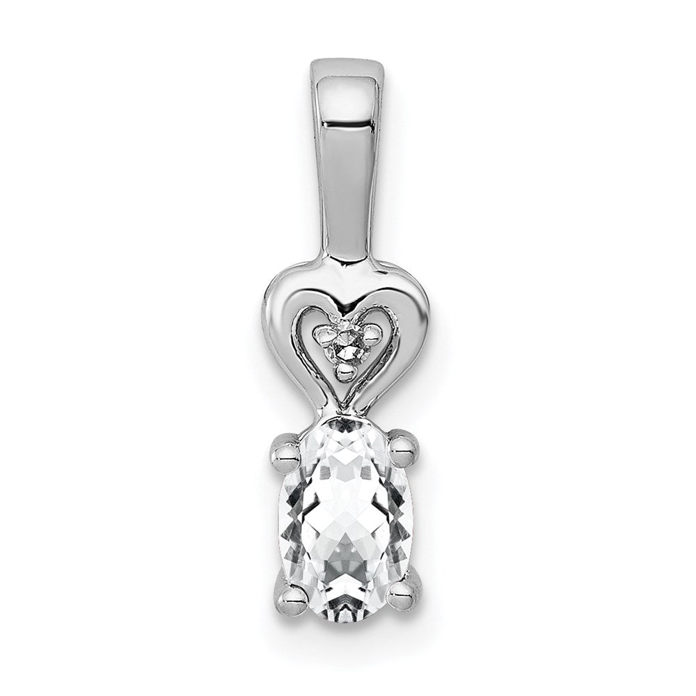 Sterling Silver Rhodium-plated White Topaz & Diam. Pendant QBPD23APR