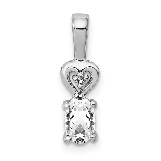 Sterling Silver Rhodium-plated White Topaz & Diam. Pendant QBPD23APR