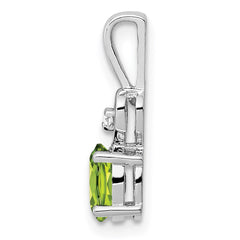Sterling Silver Rhodium-plated Peridot & Diam. Pendant QBPD23AUG