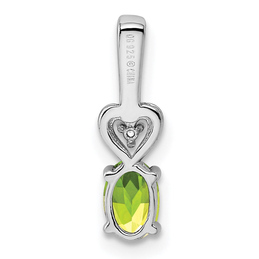 Sterling Silver Rhodium-plated Peridot & Diam. Pendant QBPD23AUG