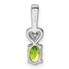 Sterling Silver Rhodium-plated Peridot & Diam. Pendant QBPD23AUG