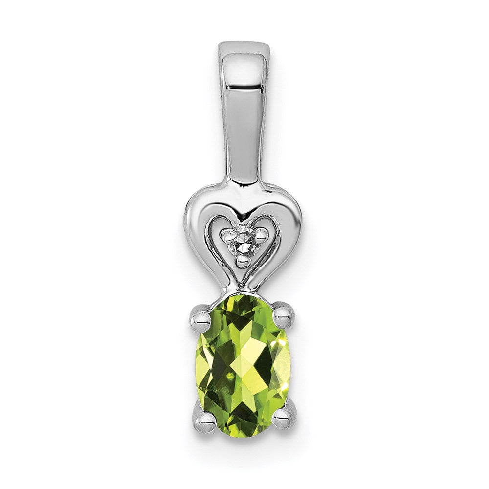 Sterling Silver Rhodium-plated Peridot & Diam. Pendant QBPD23AUG