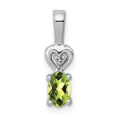 Sterling Silver Rhodium-plated Peridot & Diam. Pendant QBPD23AUG