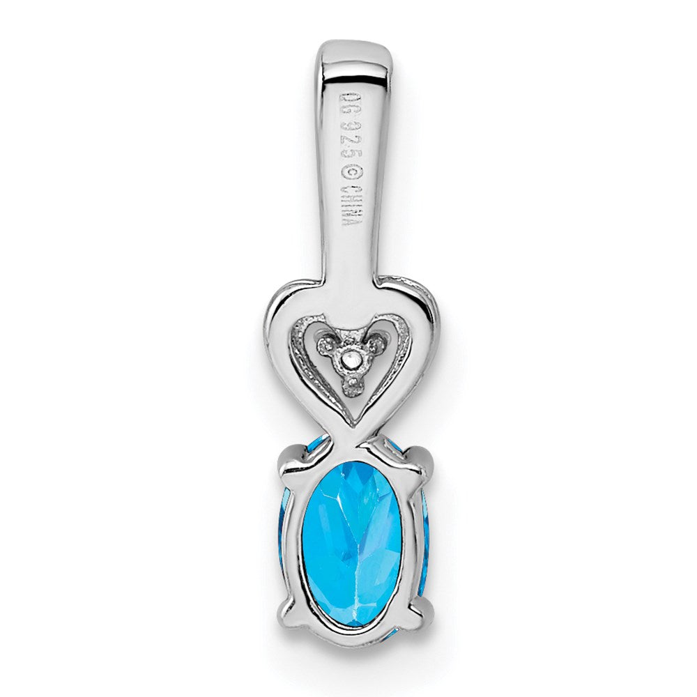 Sterling Silver Rhodium-plated Light Swiss Blue Topaz & Diam. Pendant QBPD23DEC