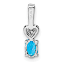 Sterling Silver Rhodium-plated Light Swiss Blue Topaz & Diam. Pendant QBPD23DEC