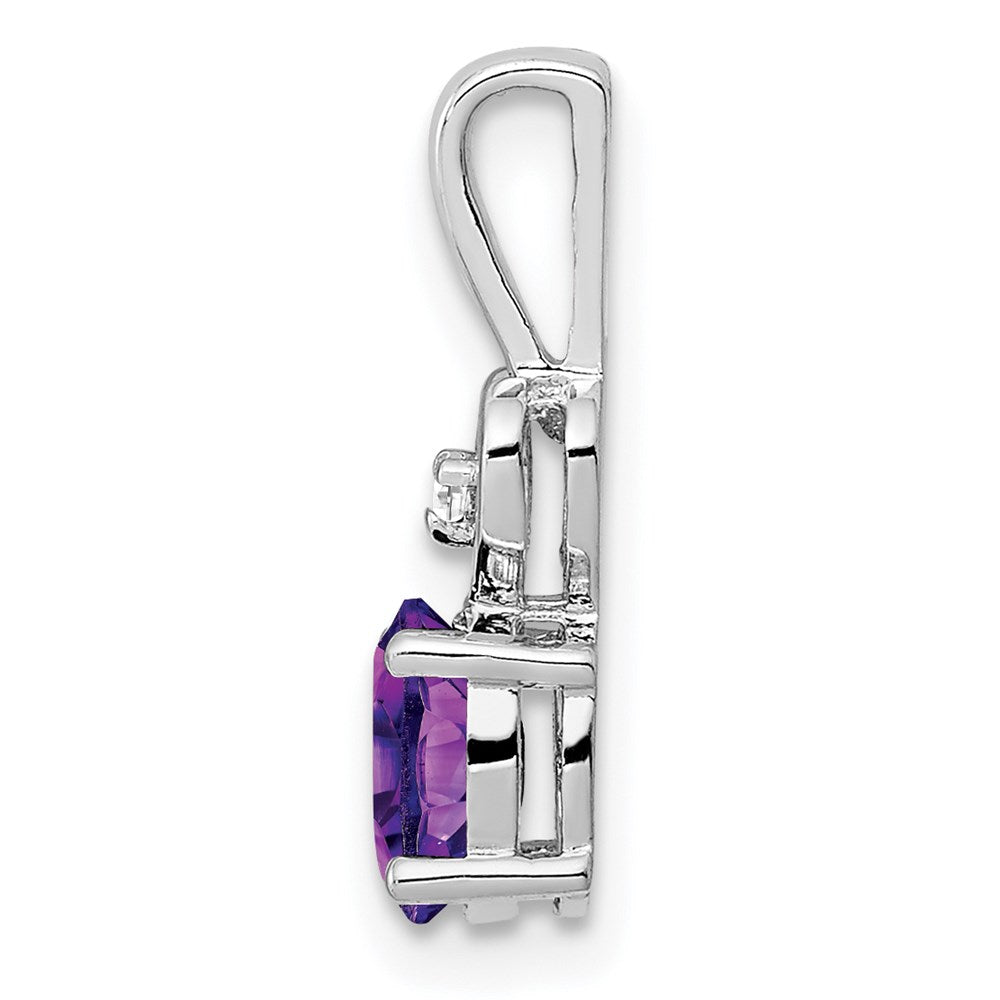Sterling Silver Rhodium-plated Amethyst & Diam. Pendant QBPD23FEB