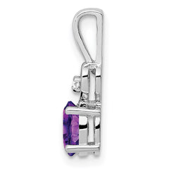 Sterling Silver Rhodium-plated Amethyst & Diam. Pendant QBPD23FEB