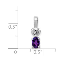 Sterling Silver Rhodium-plated Amethyst & Diam. Pendant QBPD23FEB