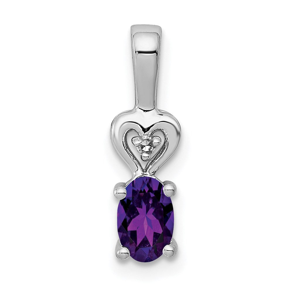 Sterling Silver Rhodium-plated Amethyst & Diam. Pendant QBPD23FEB