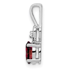 Sterling Silver Rhodium-plated Garnet & Diam. Pendant QBPD23JAN