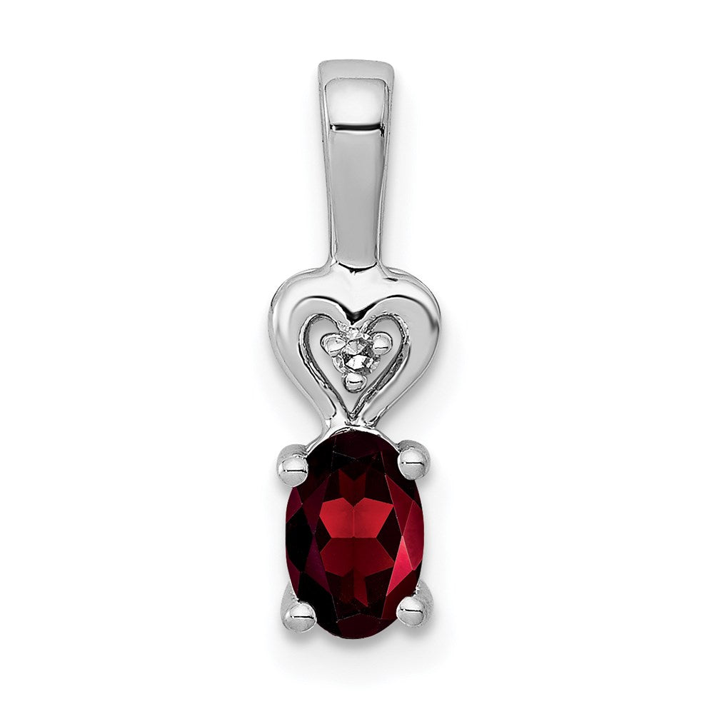 Sterling Silver Rhodium-plated Garnet & Diam. Pendant QBPD23JAN