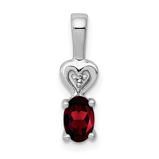 Sterling Silver Rhodium-plated Garnet & Diam. Pendant QBPD23JAN