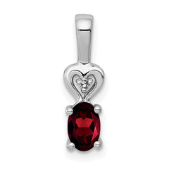 Sterling Silver Rhodium-plated Garnet & Diam. Pendant QBPD23JAN