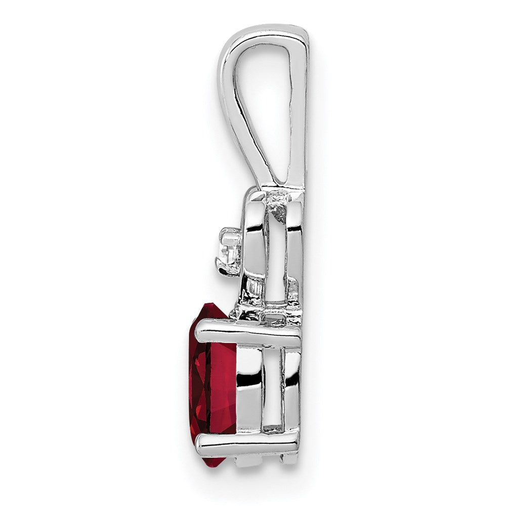 Sterling Silver Rhodium-plated Created Ruby & Diam. Pendant QBPD23JUL