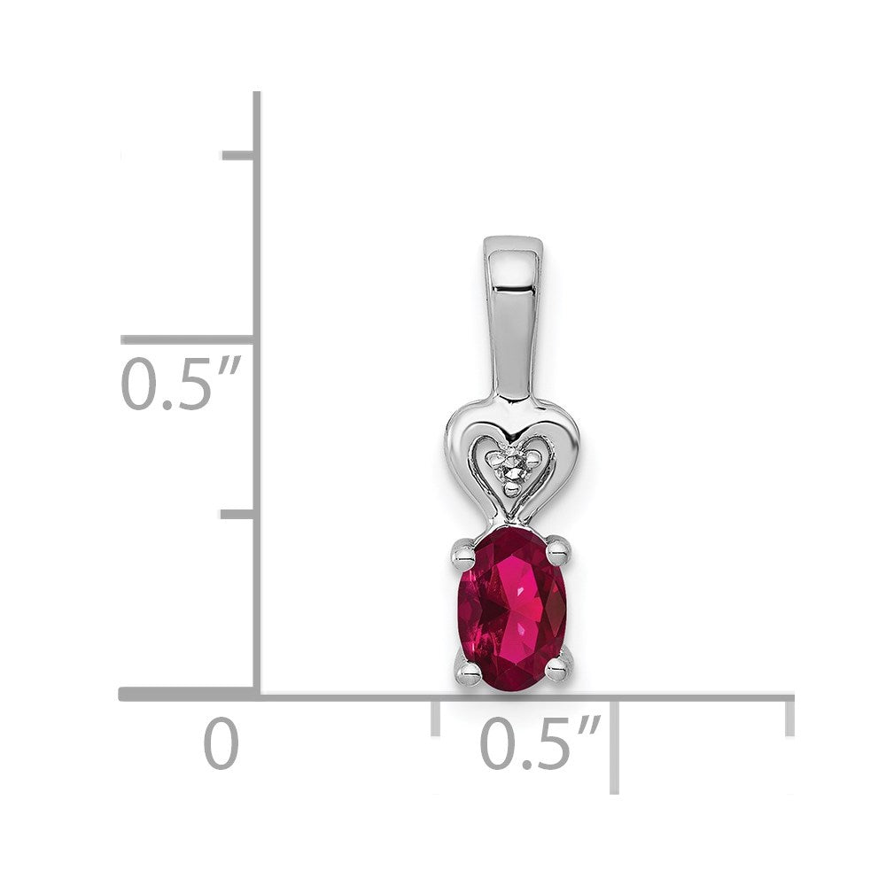 Sterling Silver Rhodium-plated Created Ruby & Diam. Pendant QBPD23JUL