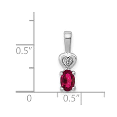 Sterling Silver Rhodium-plated Created Ruby & Diam. Pendant QBPD23JUL